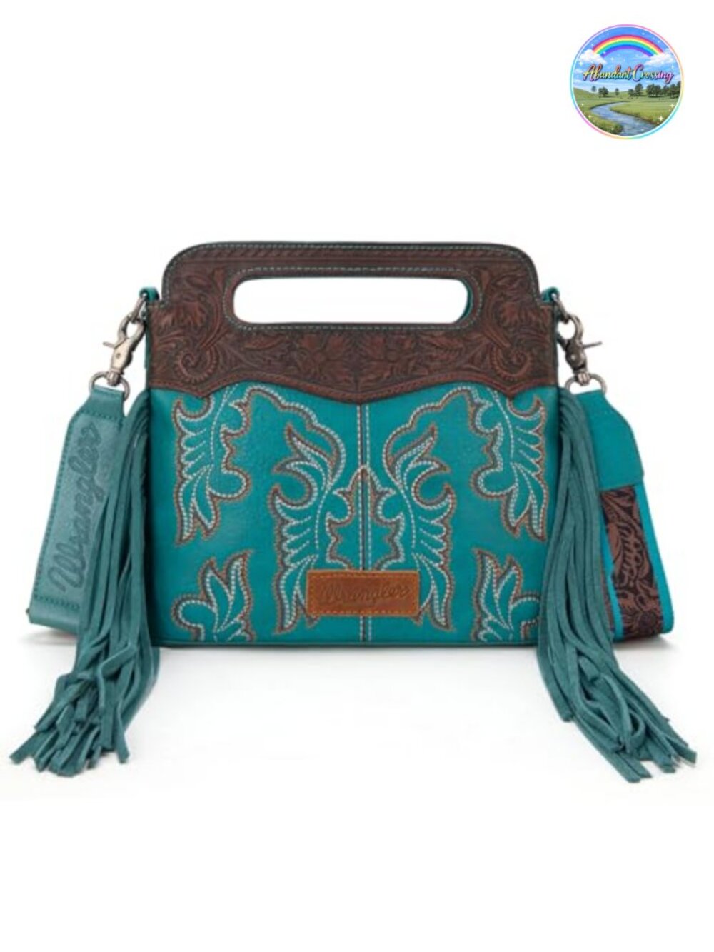 Embossed Western Crossbody Purse Fringe Top Handle Cowgirl Bag
